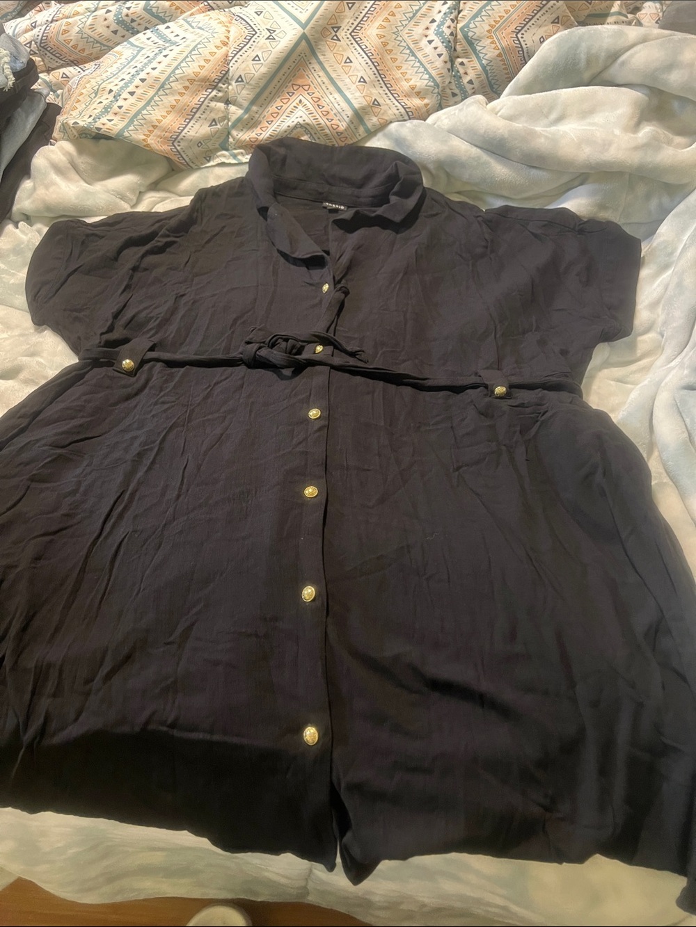 torrid Black Button-Front Dress with Waist Tie